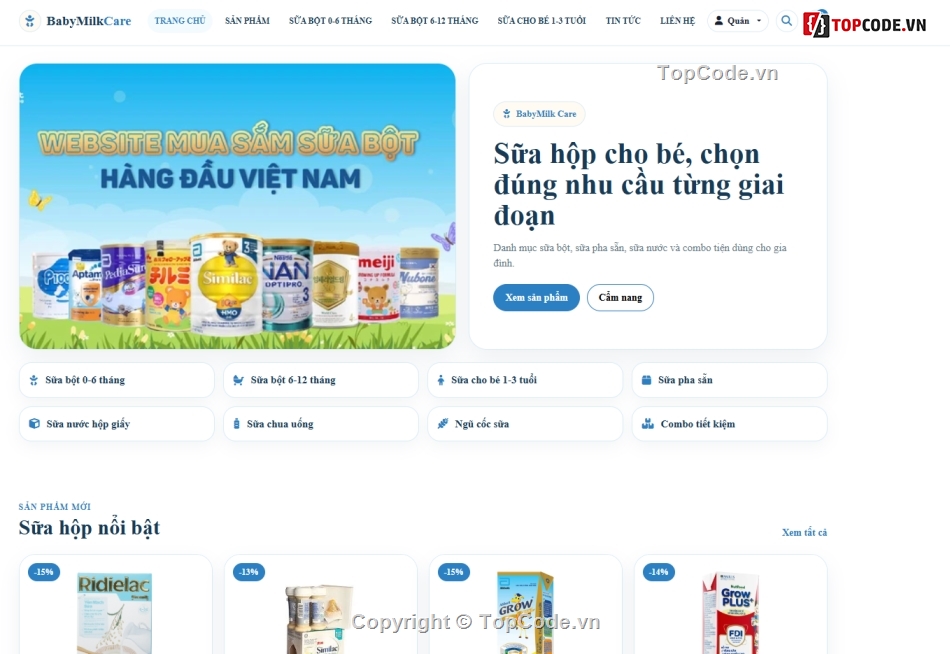 website,bán website,web bán sữa